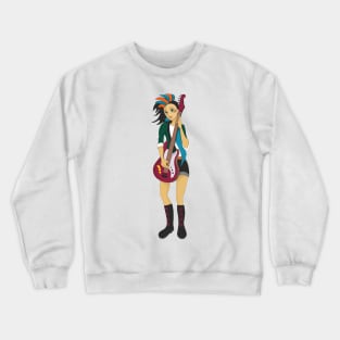 Girl playing electric guitar Crewneck Sweatshirt